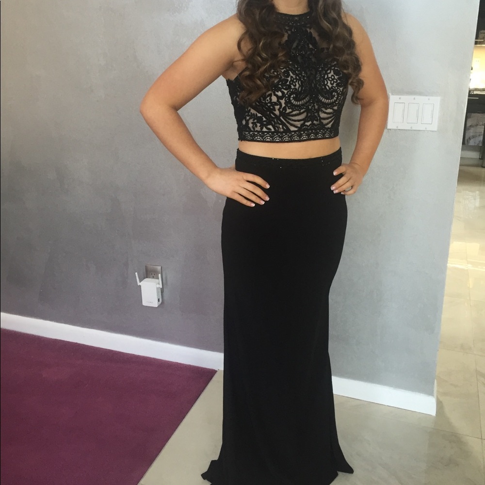 black gigi two piece prom dress